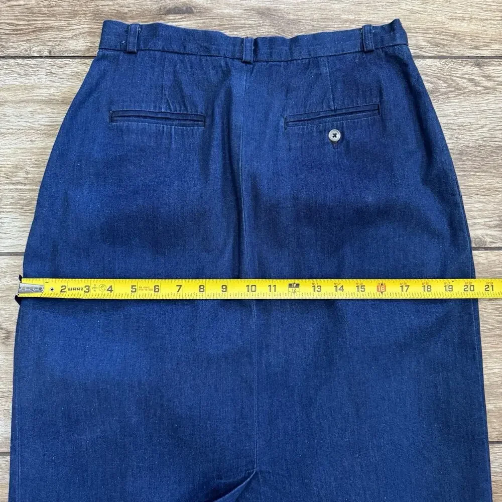 Lands' End Skirt size 12 Denim Pleated A-Line Midi Made in USA